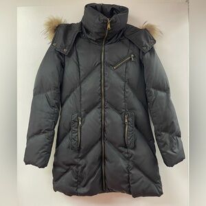 Andrew Marc Black Real Coyote Fur Puff Down Jacket S